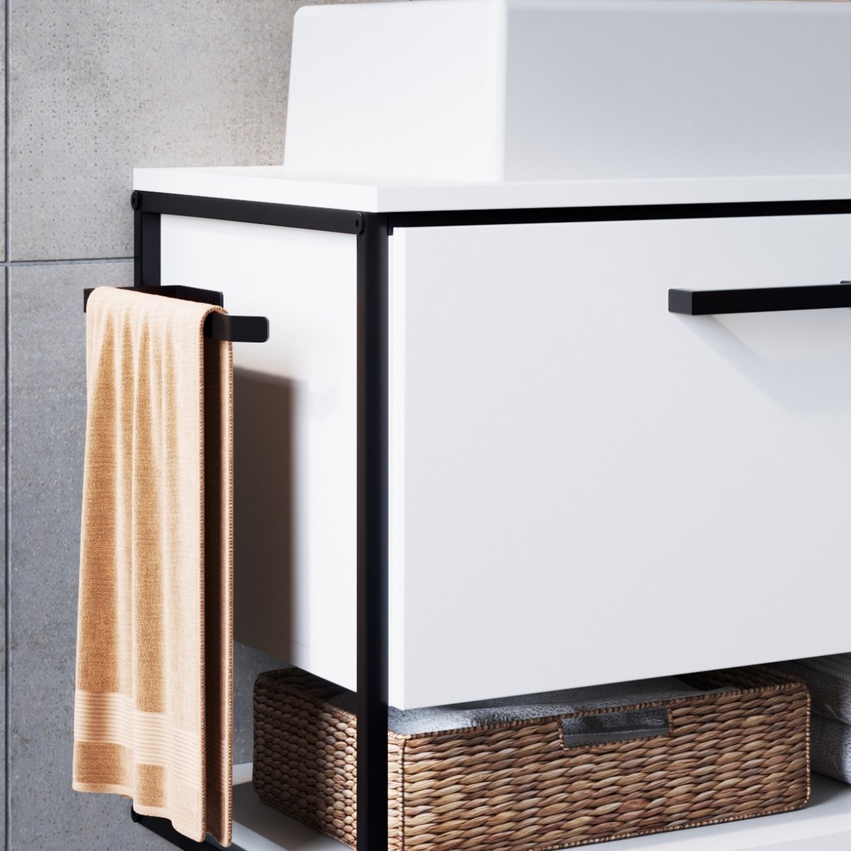 Gabinete para Banheiro Industrial Suspenso com Porta Basculante Branco