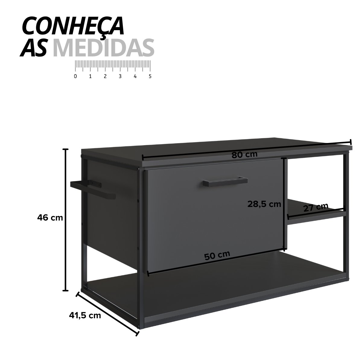 Gabinete para Banheiro Industrial Suspenso com Porta Basculante Grafite