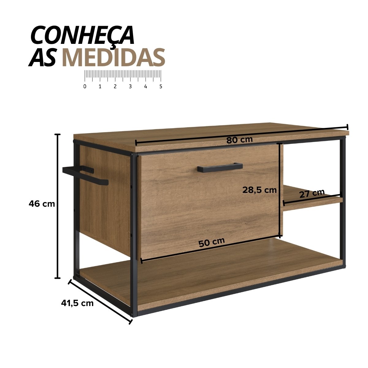 Gabinete para Banheiro Industrial Suspenso com Porta Basculante Mel