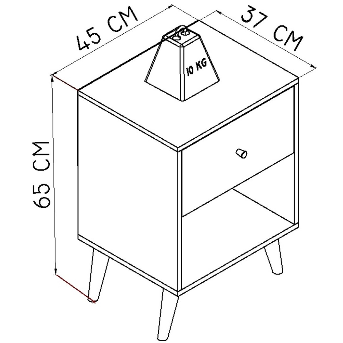 Mesa Apoio Lateral e de Cabeceira com Gaveta Retrô Branco