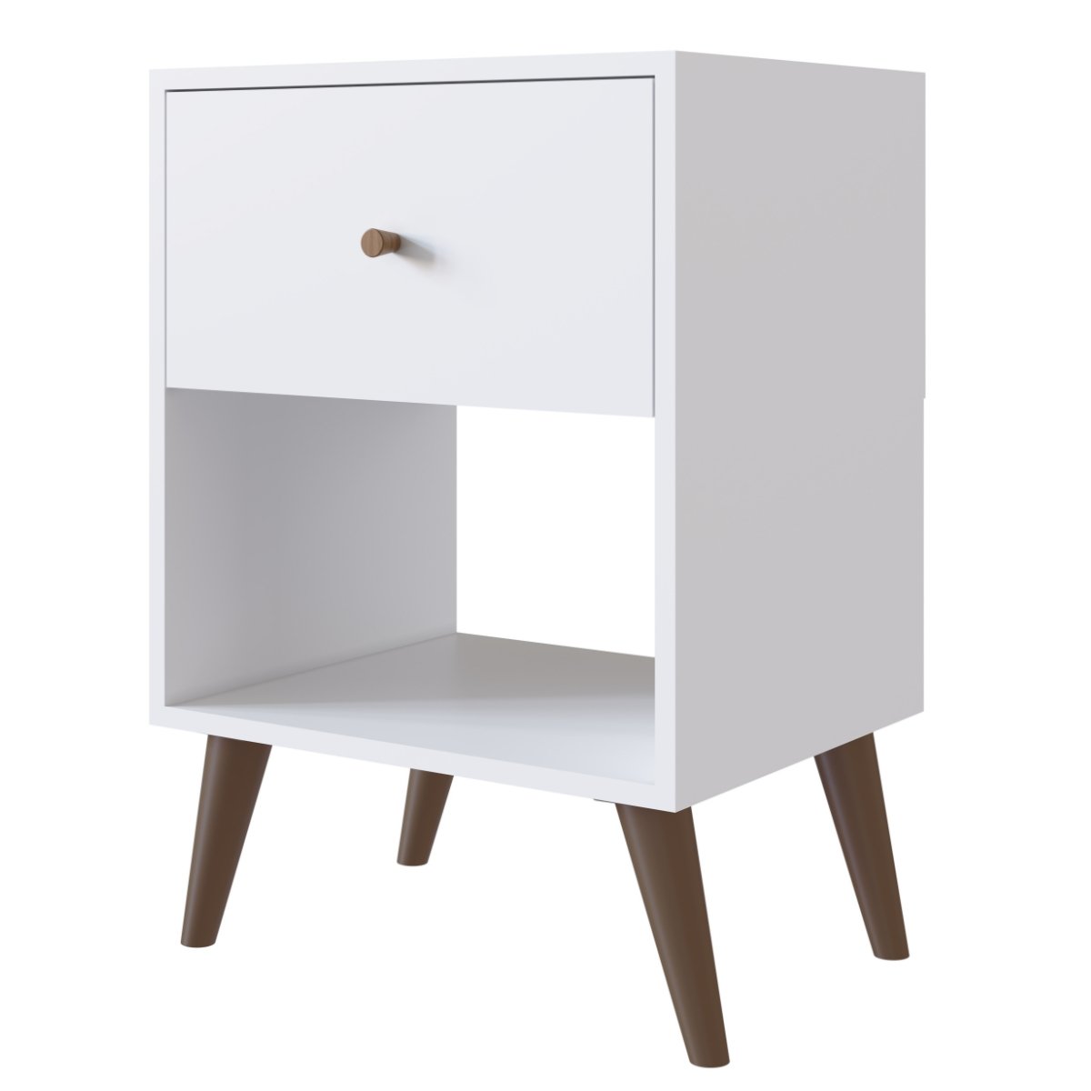 Mesa Apoio Lateral e de Cabeceira com Gaveta Retrô Branco
