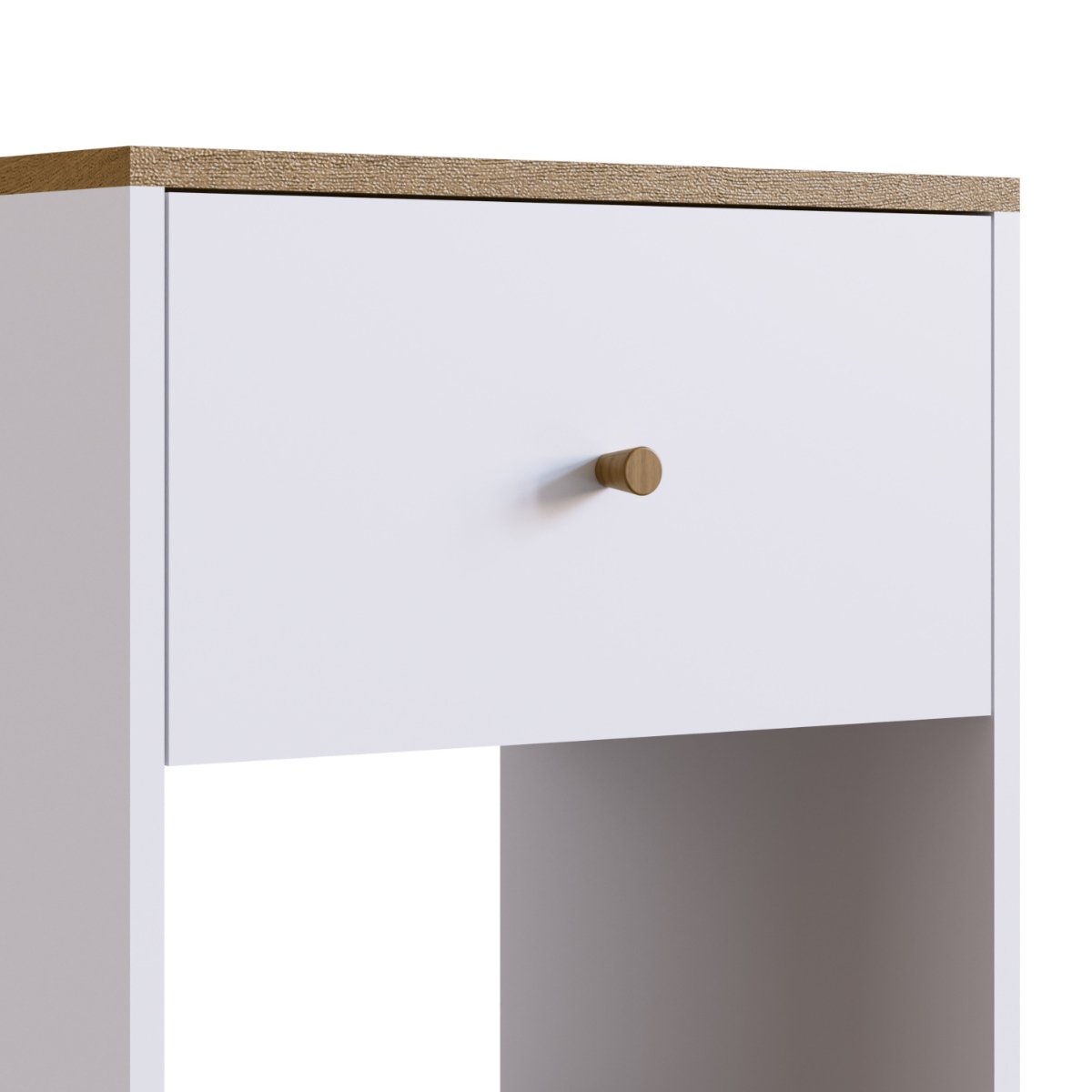 Mesa Apoio Lateral e de Cabeceira com Gaveta Retrô Branco e Mel