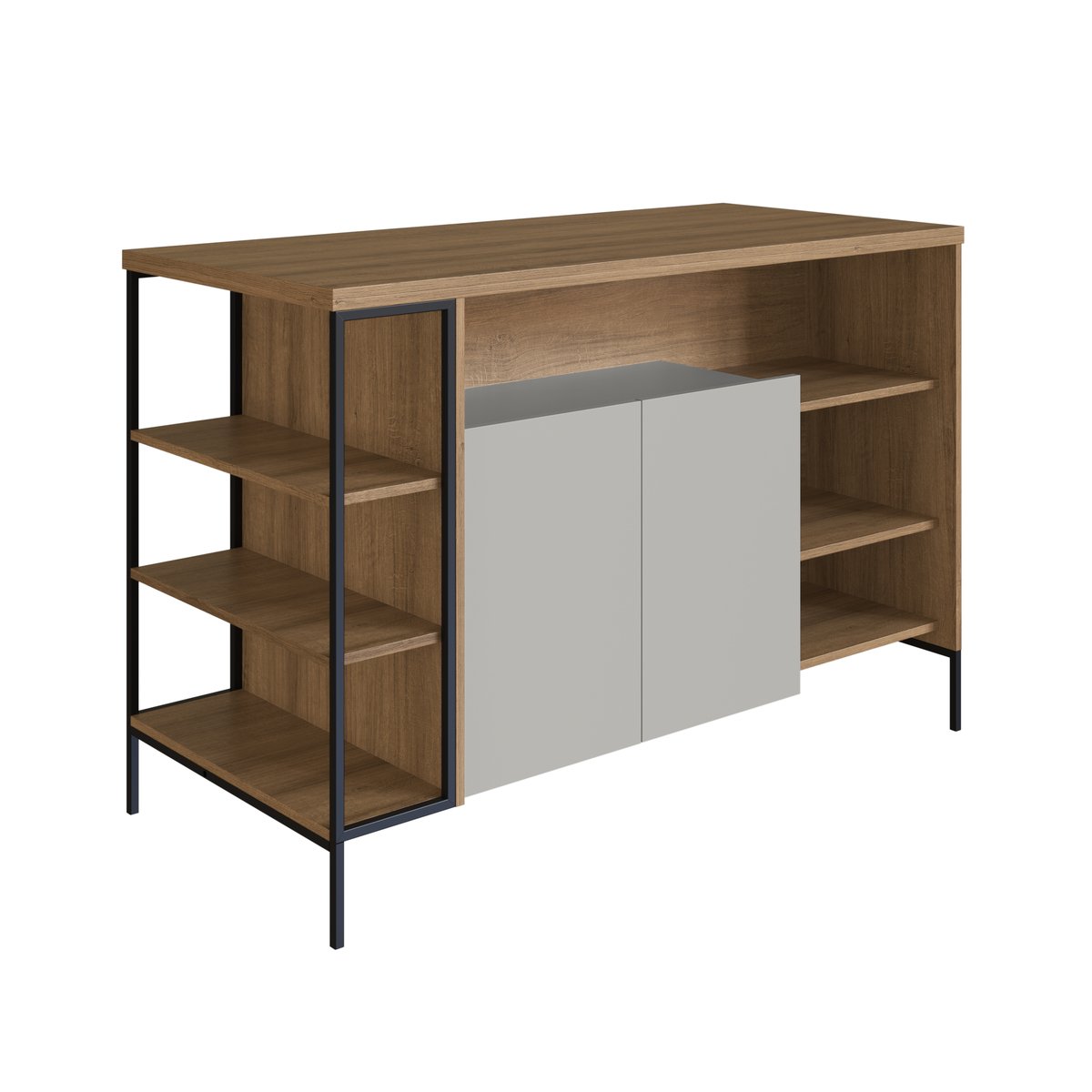 Mesa Bancada Ilha Industrial Gourmet 2 Portas Mel / Arenas