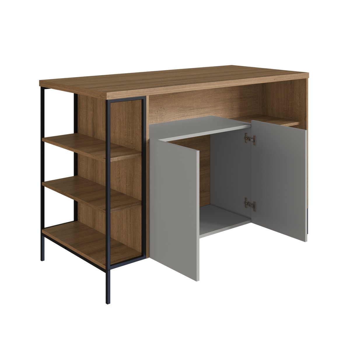 Mesa Bancada Ilha Industrial Gourmet 2 Portas Mel / Arenas
