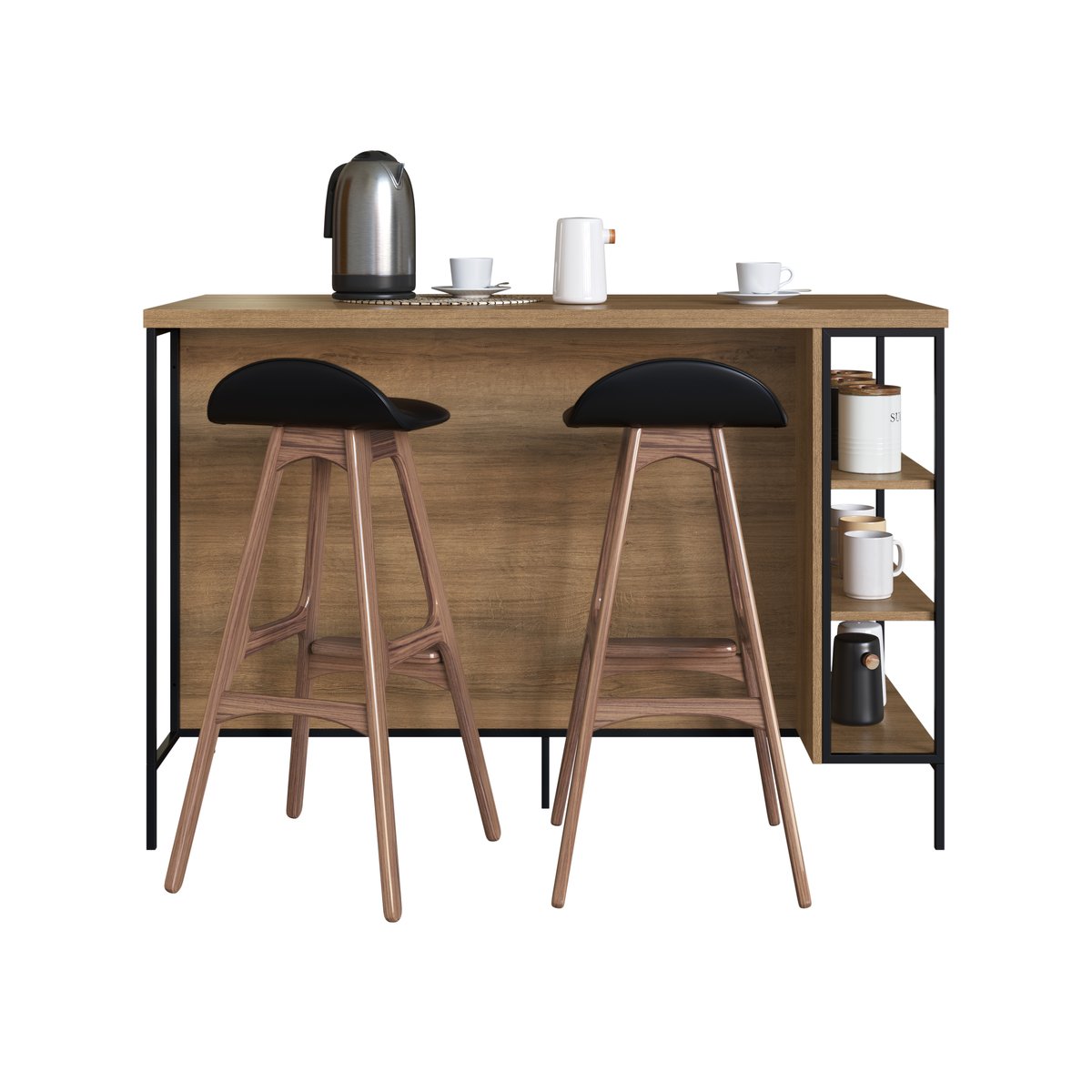 Mesa Bancada Ilha Industrial Gourmet 2 Portas Mel / Grafite