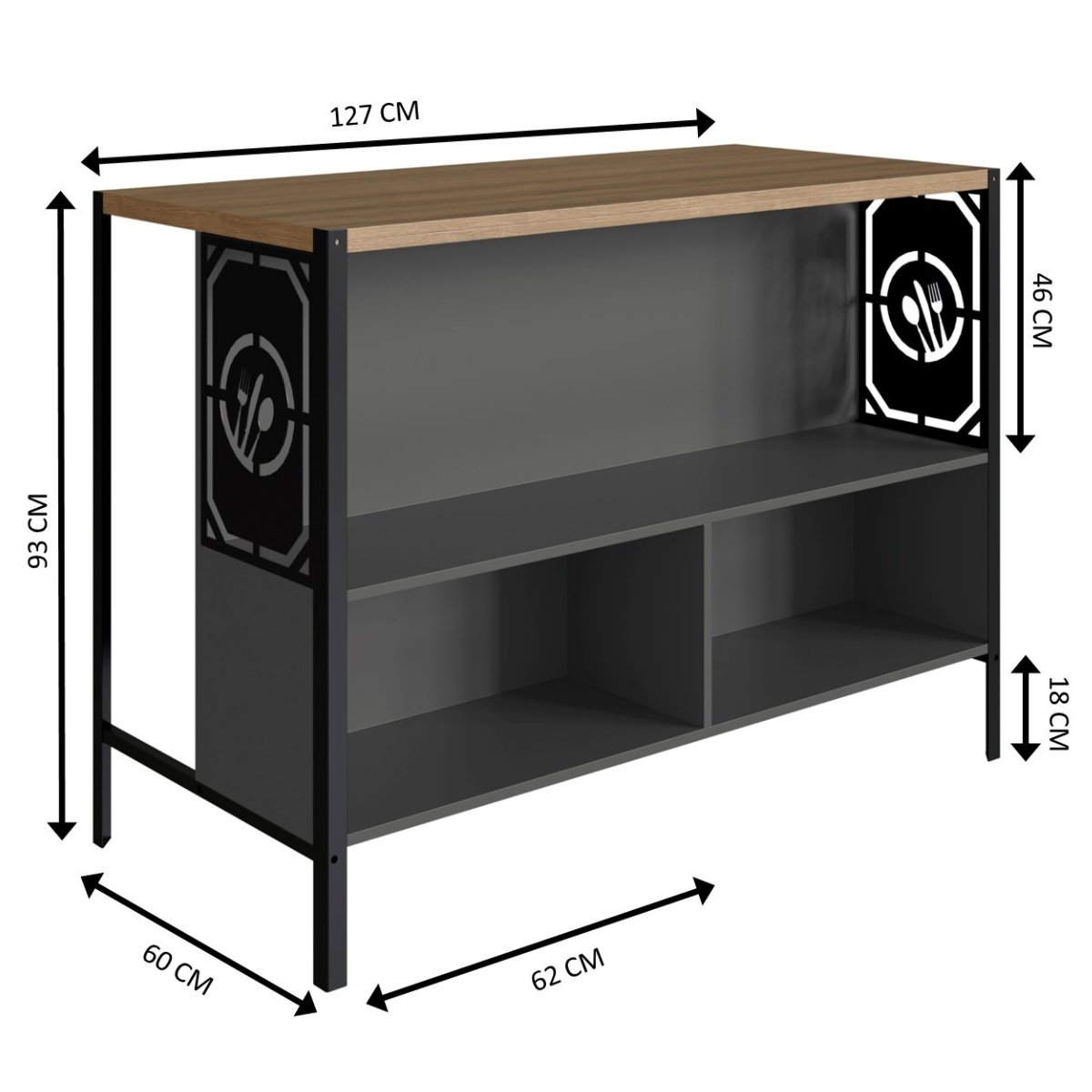 Mesa Bancada de Cozinha Industrial Gourmet Mel / Grafite