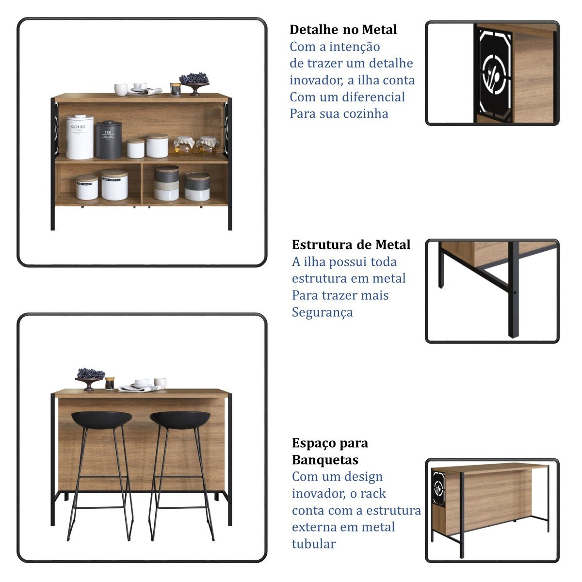 Mesa Bancada de Cozinha Industrial Gourmet Mel