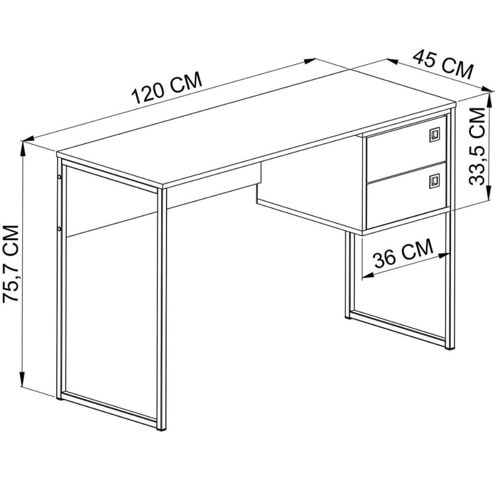 Mesa De Computador Escrivaninha Com Gaveta em Grafite 120cm Placa e Ponto Estilo Industrial