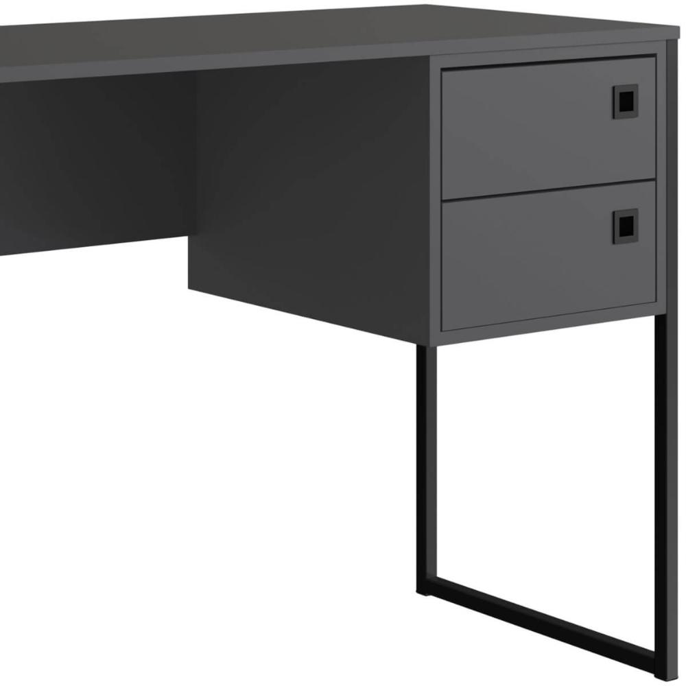 Mesa De Computador Escrivaninha Com Gaveta em Grafite 120cm Placa e Ponto Estilo Industrial