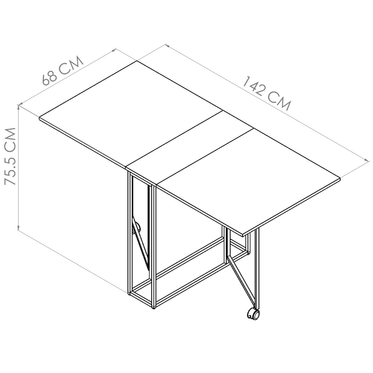 Mesa Dobrável de Metal Estilo Industrial Multiuso Preto / Mel