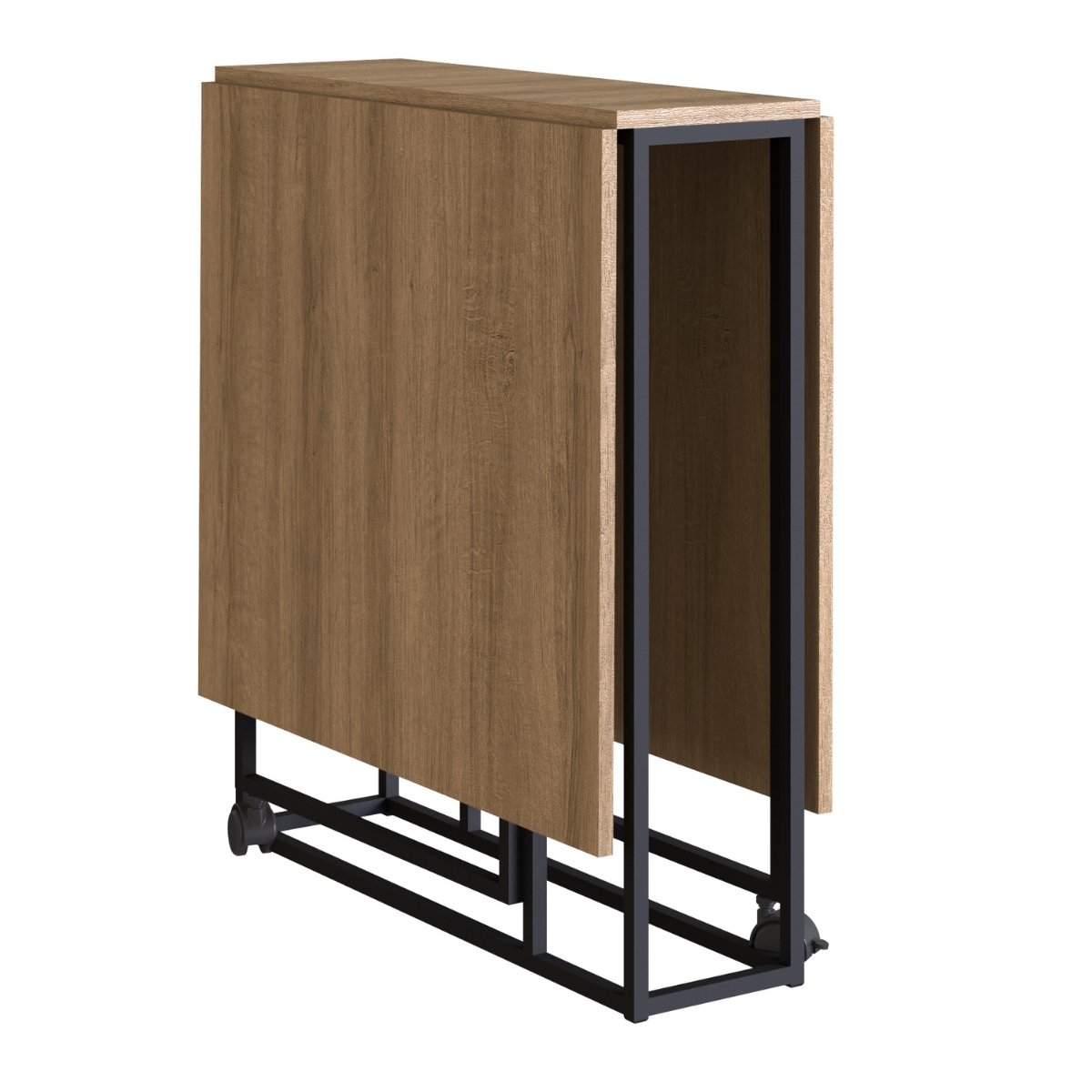 Mesa Dobrável de Metal Estilo Industrial Multiuso Preto / Mel