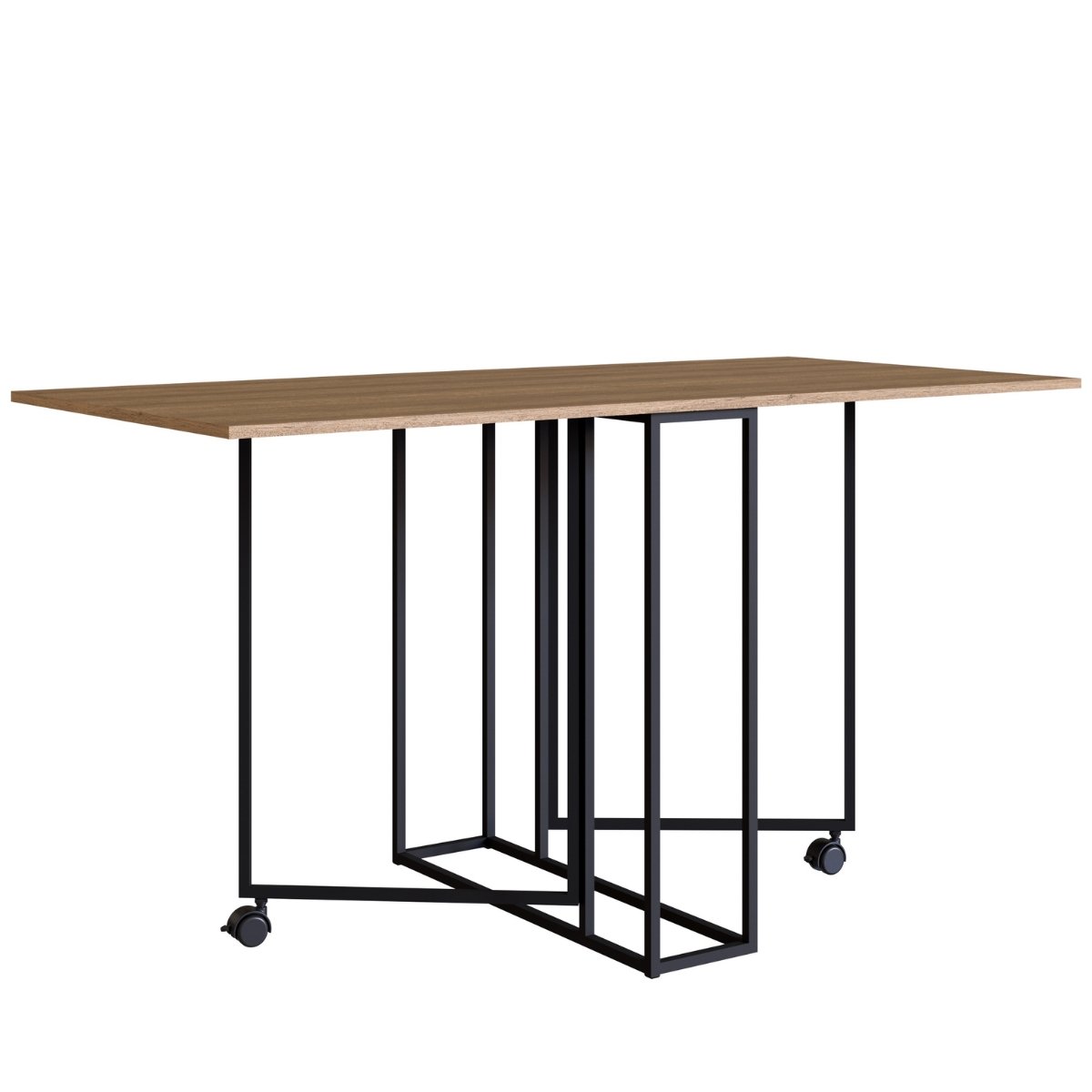 Mesa Dobrável de Metal Estilo Industrial Multiuso Preto / Mel