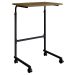 Mesa de Apoio Lateral com Rodízio Ajustável para Sofá Preto / Noce Oro