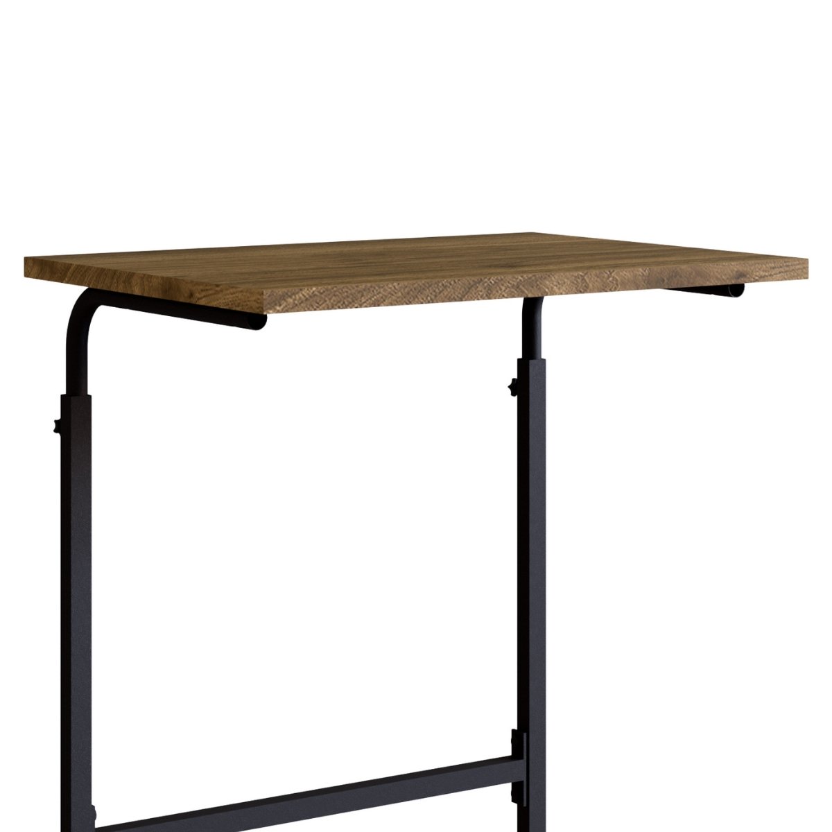 Mesa de Apoio Lateral com Rodízio Ajustável para Sofá Preto / Noce Oro
