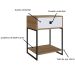 Mesa de Cabeceira e Apoio Lateral Industrial com Gaveta Mel / Branco