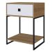 Mesa de Cabeceira e Apoio Lateral Industrial com Gaveta Mel / Branco