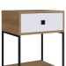 Mesa de Cabeceira e Apoio Lateral Industrial com Gaveta Mel / Branco