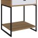 Mesa de Cabeceira e Apoio Lateral Industrial com Gaveta Mel / Branco