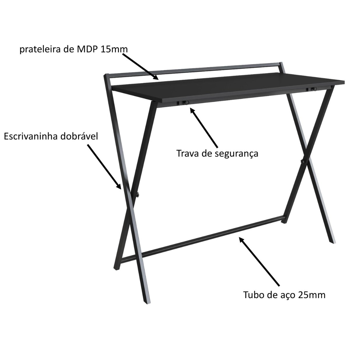 Mesa e Escrivaninha Dobrável Simples Multiuso Grafite