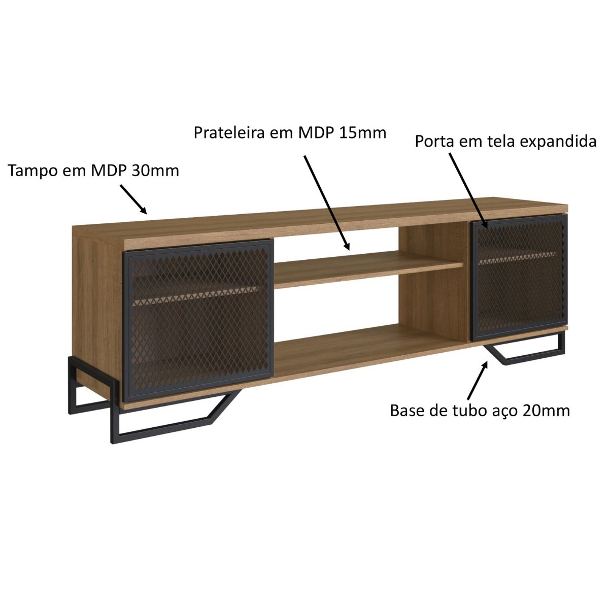 Rack Industrial com 2 Portas e Estrutura de Metal Mel