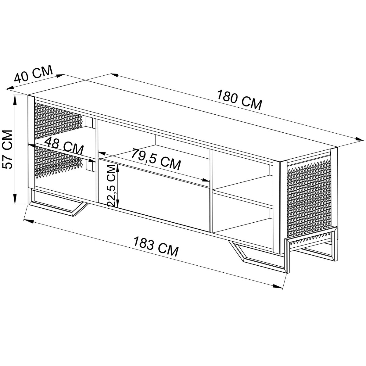 Rack Industrial com Gaveta e Estrutura em Metal Preto