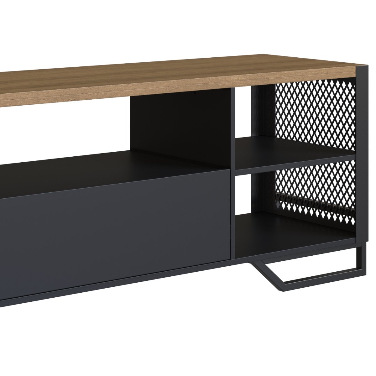 Rack Industrial com Gaveta e Estrutura em Metal Preto