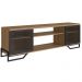 Rack Para Tv 60" 183x40x57cm MDP Portas Teladas Estilo Industrial P1027 Preto Mel