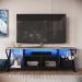 Rack para TV 60 Polegadas Industrial Gamer com RGB 2 Portas  Preto/Preto/Mel