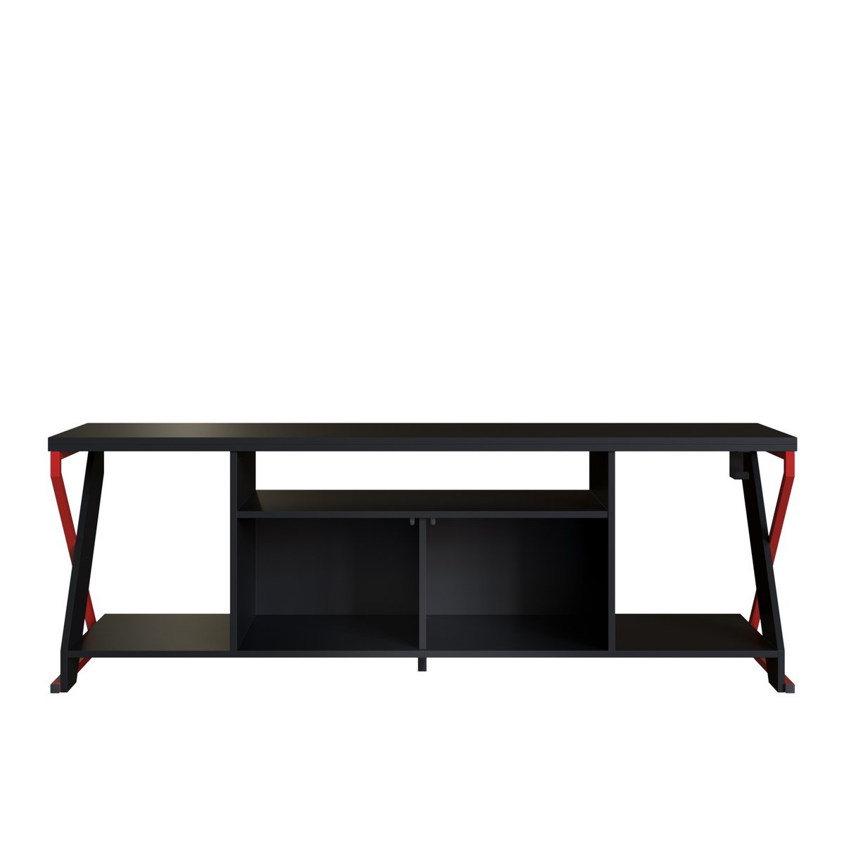 Rack para TV 60 Polegadas Industrial Gamer com RGB 2 Portas  Vermelho/Preto