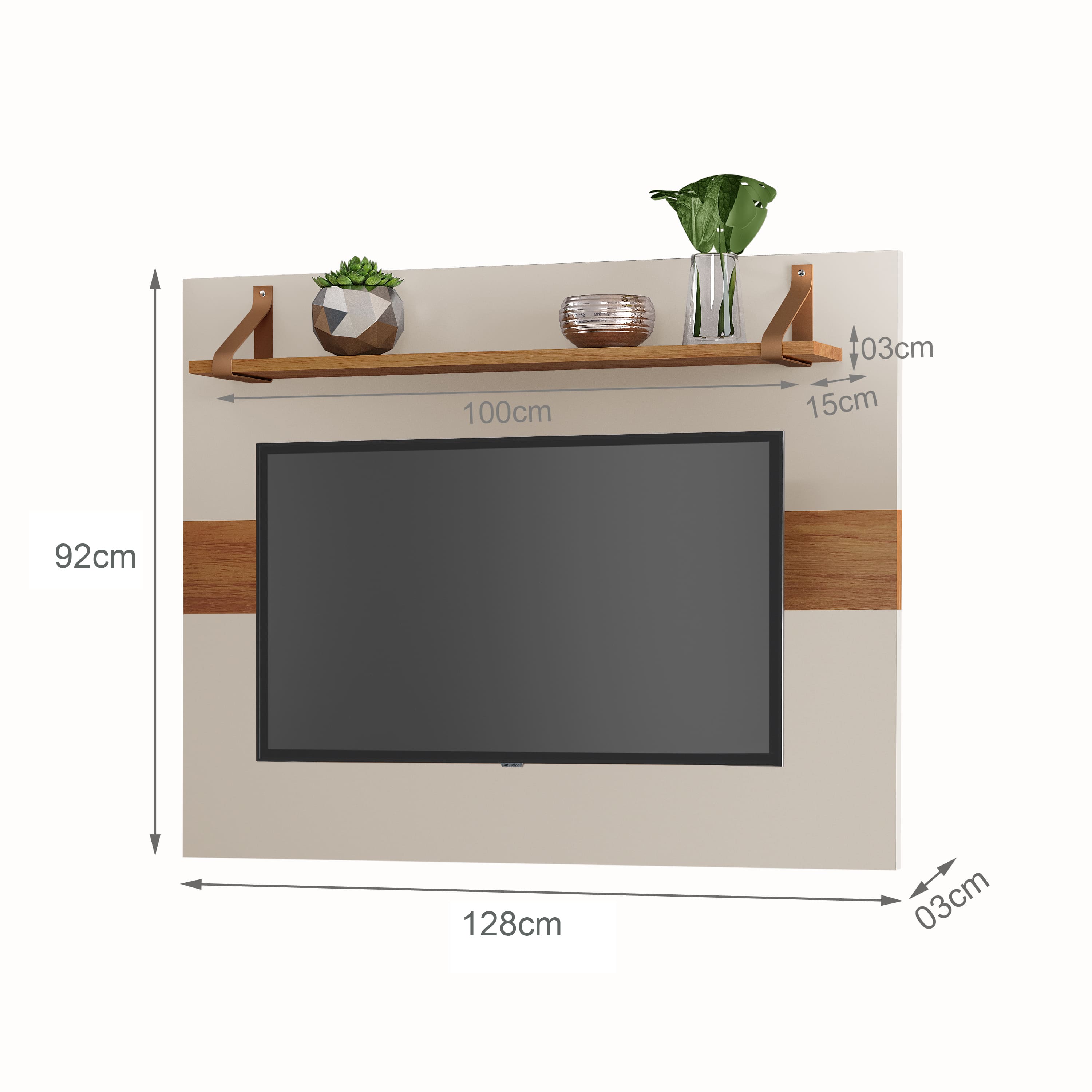 Painel de TV Com Suporte Suspenso Maldivas Off/Nature