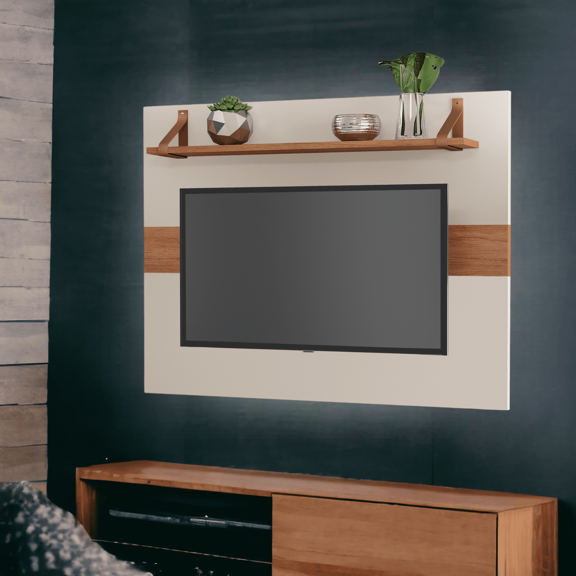 Painel de TV Com Suporte Suspenso Maldivas Off/Nature