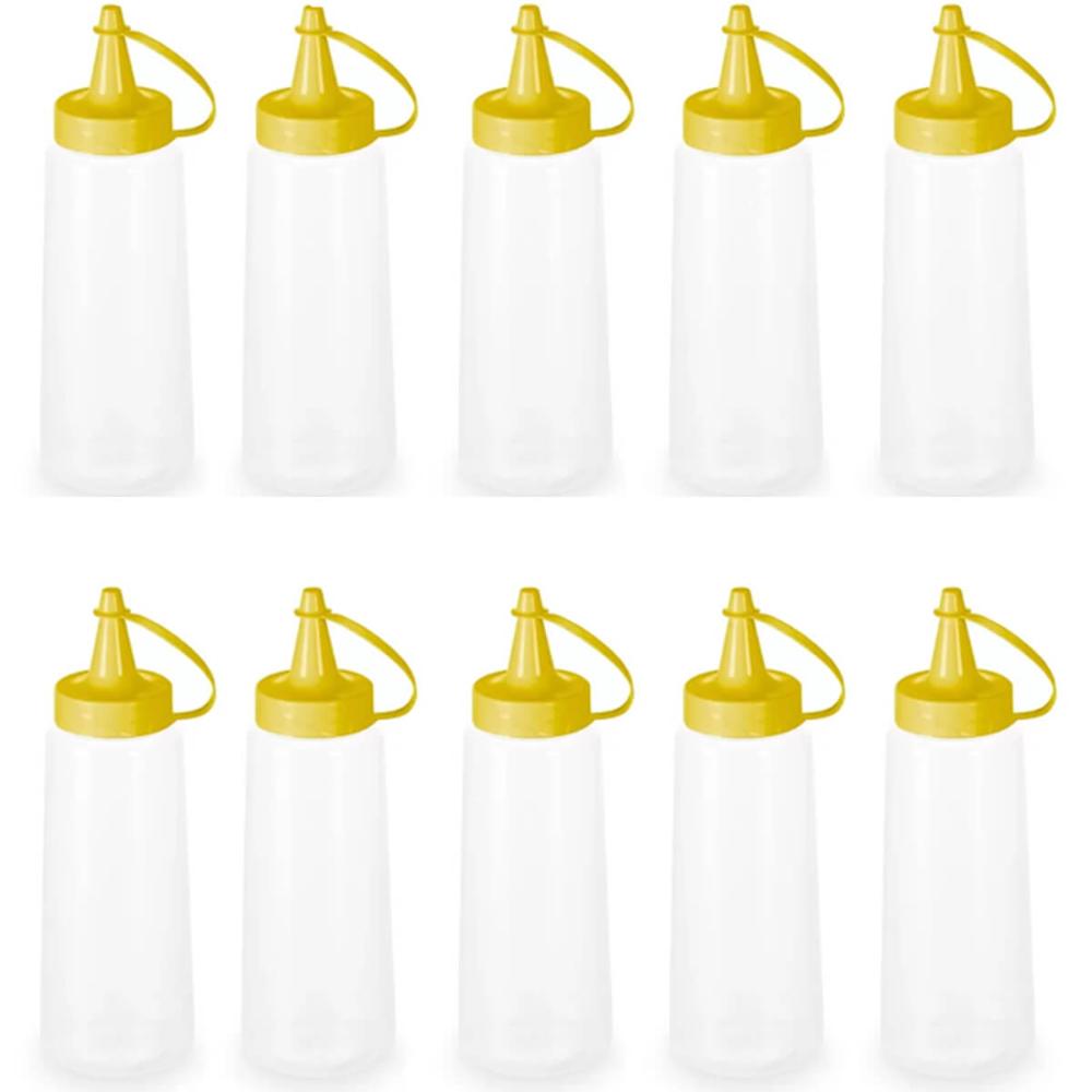 10 Bisnagas para Molhos Plástica 250ml Frasco Ketchup Mostarda Massa Crepe Cozinha
