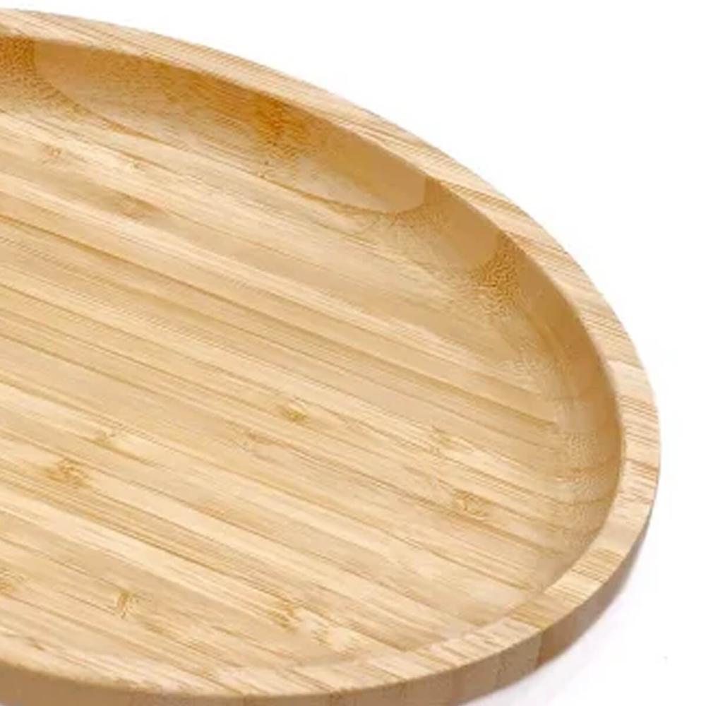 12 Bandejas de Bambu 28cm Plasvale Travessa Petisqueira Oval