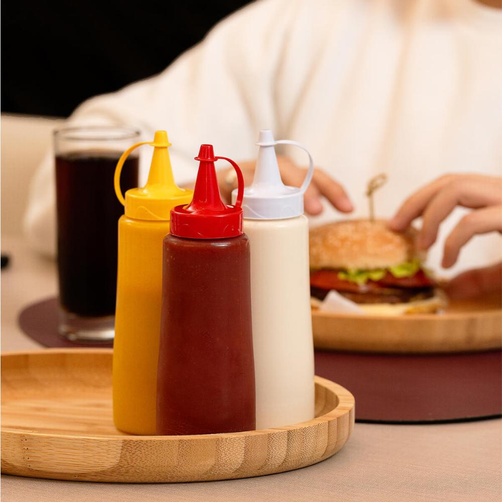 50 Bisnagas Plásticas 250ml Tubos para Molhos Ketchup Maionese Mostarda Tampa Branca