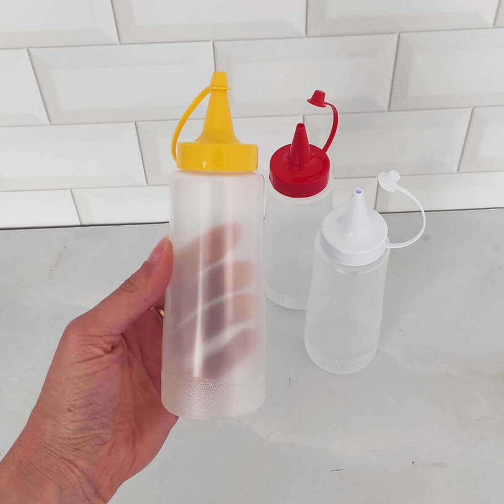 50 Bisnagas Plásticas 250ml Tubos para Molhos Ketchup Maionese Mostarda Tampa Branca