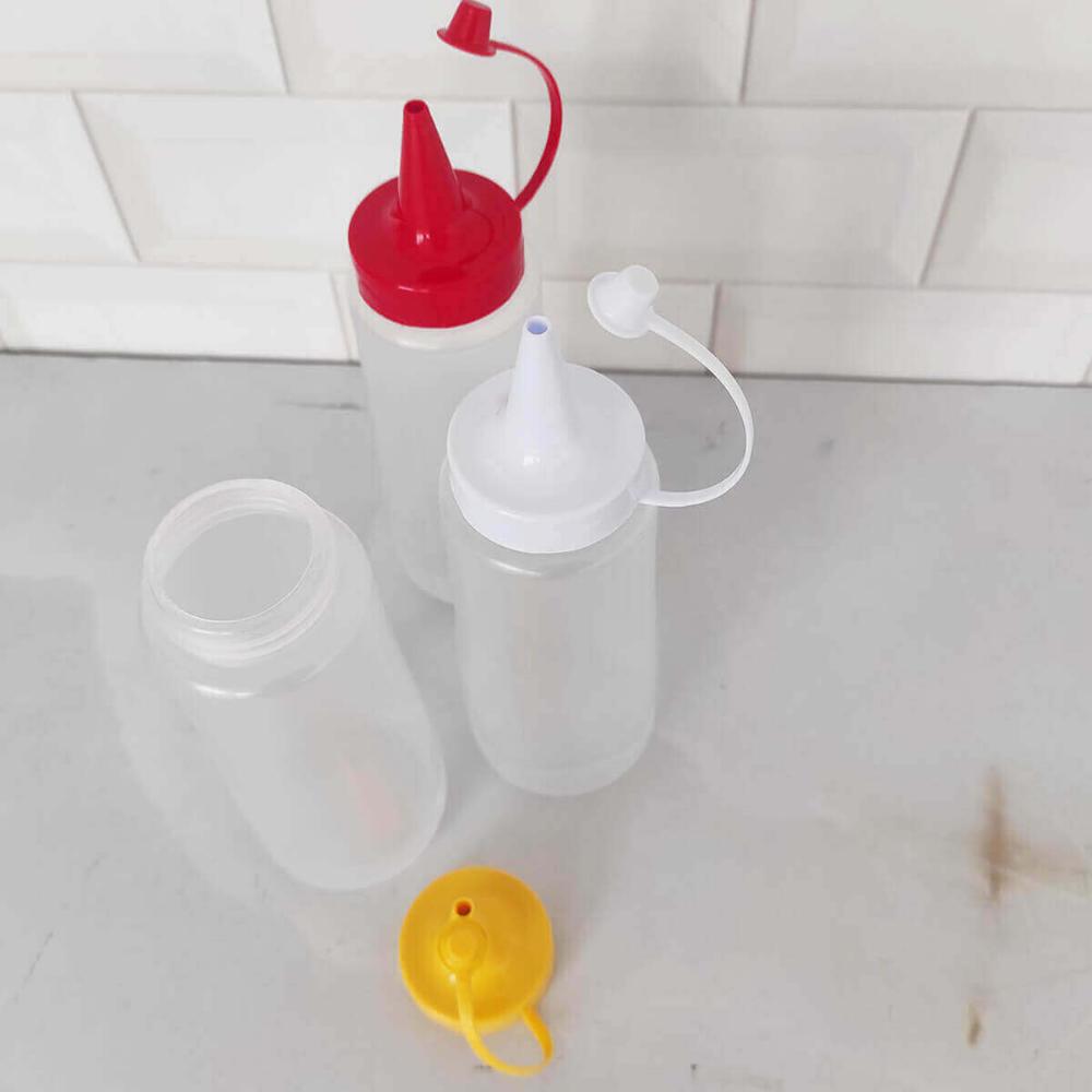 50 Bisnagas Plásticas 250ml Tubos para Molhos Ketchup Maionese Mostarda Tampa Branca