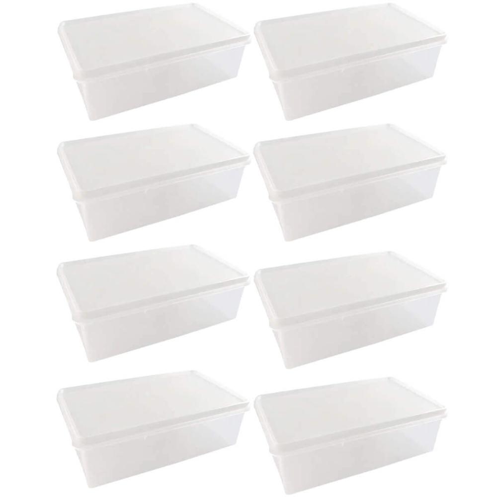 8 Caixas Organizadoras Plásticas 3,5L Tampa Hermética Retangular Plasvale