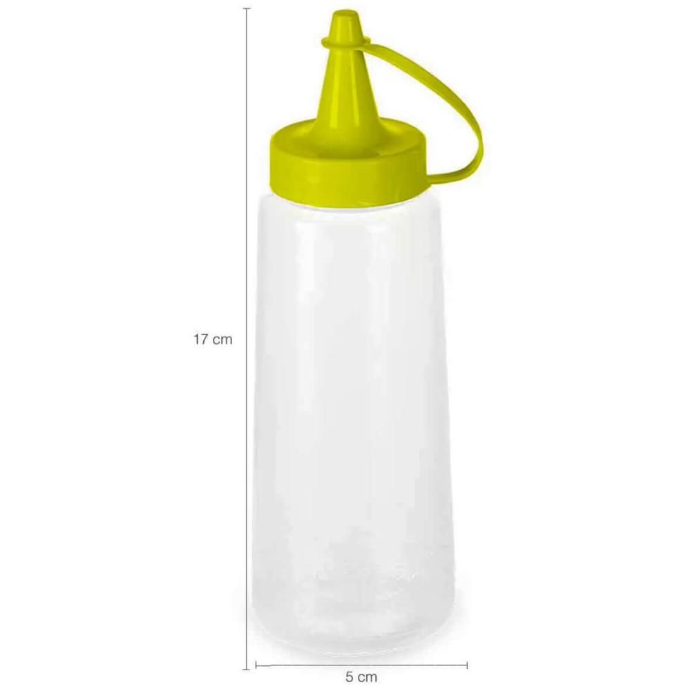 Bisnaga Plástica Plasvale 250ml Flexível para Molhos Mostarda Mel Lanchonete Tampa Amarela