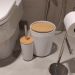 Conjunto Banheiro Bambu 6 Peças Branco Plasvale Lixeira 6,5l Escova Sanitária Acessórios Lavabo