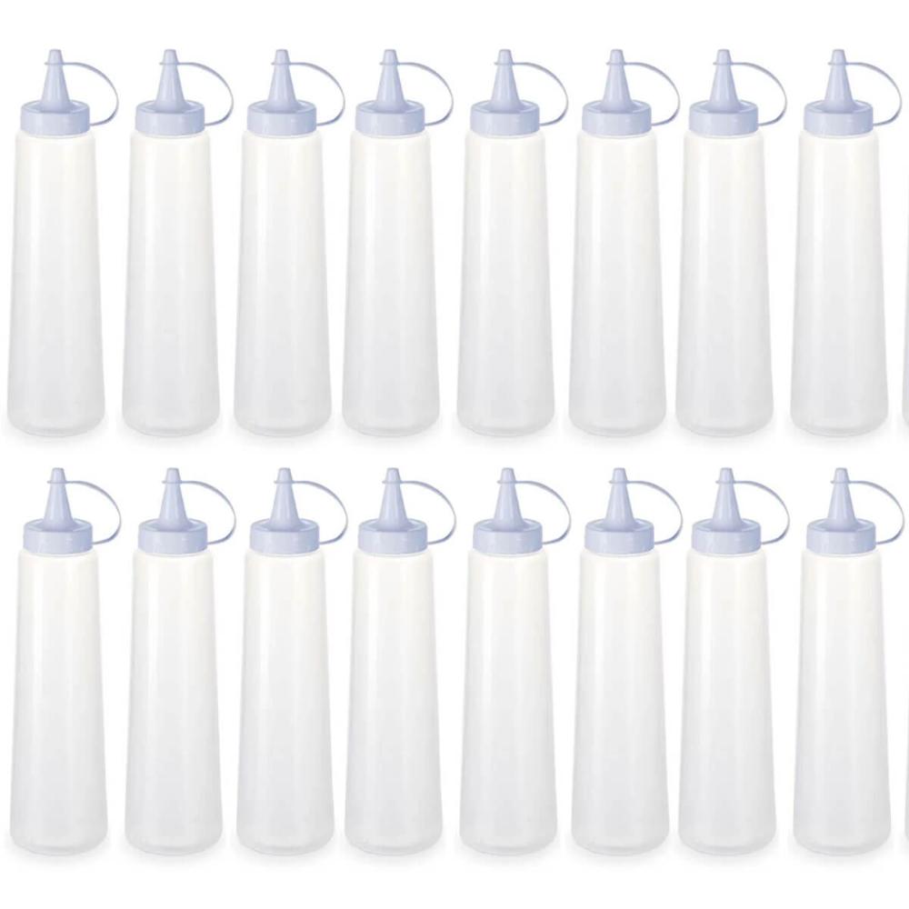 Kit 16 Bisnagas Plásticas Grandes 400ml Crepe Maionese Ketchup Mostarda Lancheria