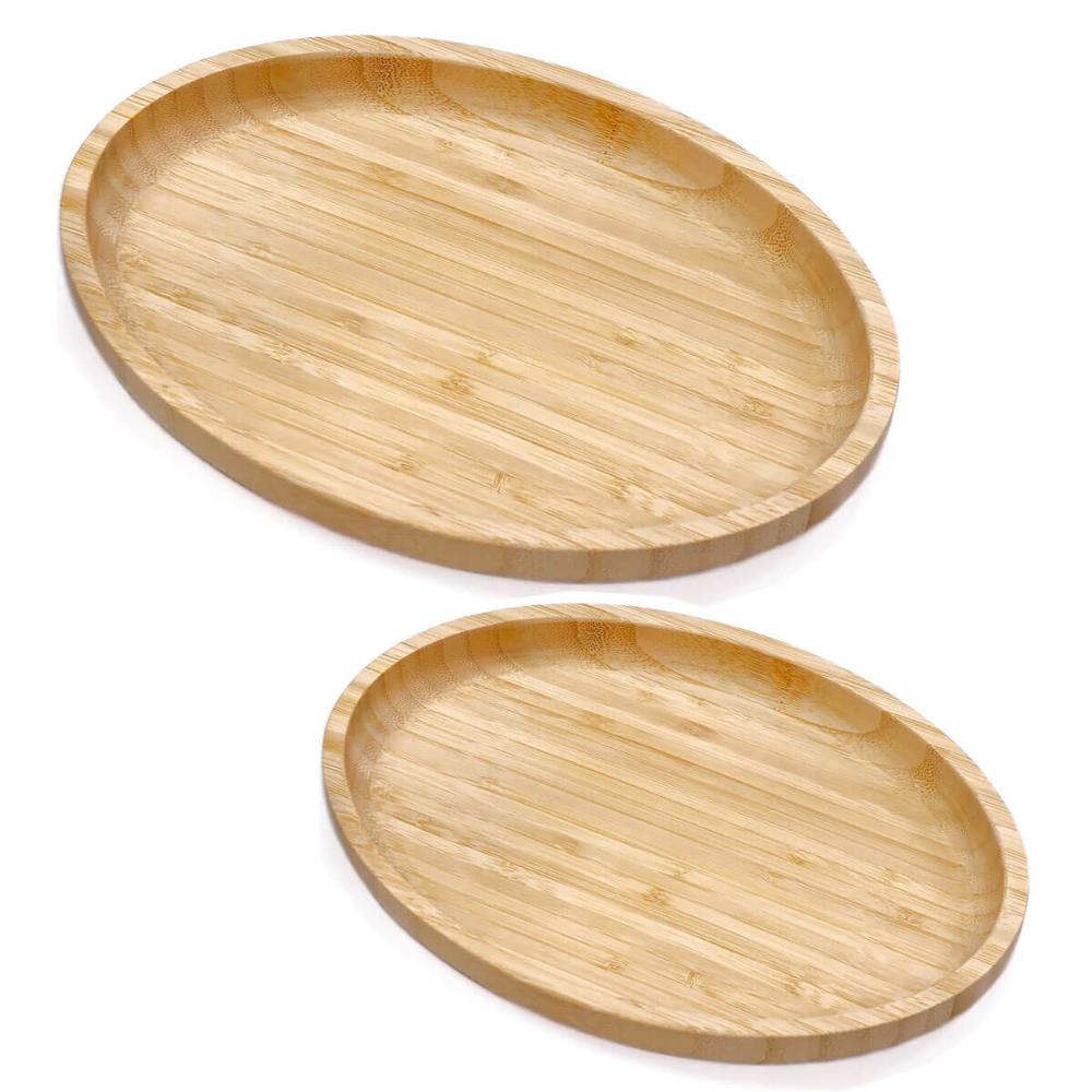 Kit 2 Bandejas de Bambu 23cm e 28cm Servir Decorar Petisquei