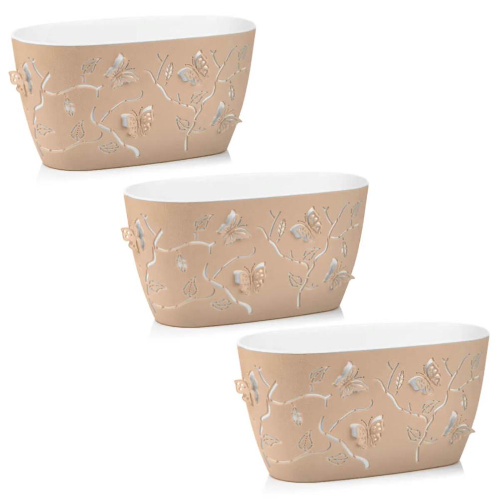 Kit 3 Vasos de Flor Plantas Cachepot 3D Floreira de Mesa Plá