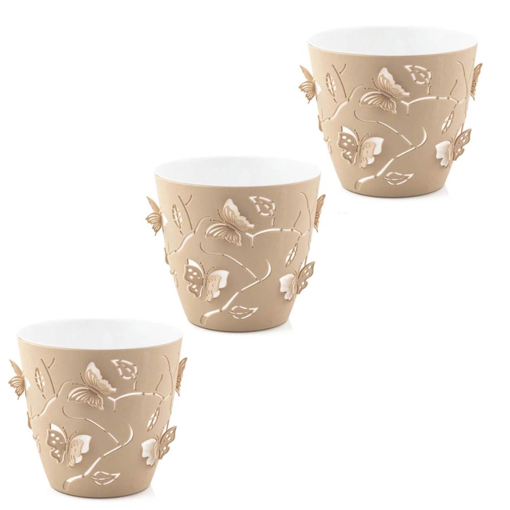 Kit 3 Vasos de Flores Plantas 2,5L cada Cachepot 3D Floreira