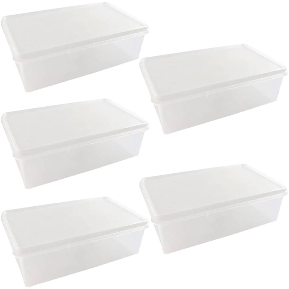 Kit 5 Caixas Organizadoras 3,5L Tampa Hermética Empilhável Plasvale Closet