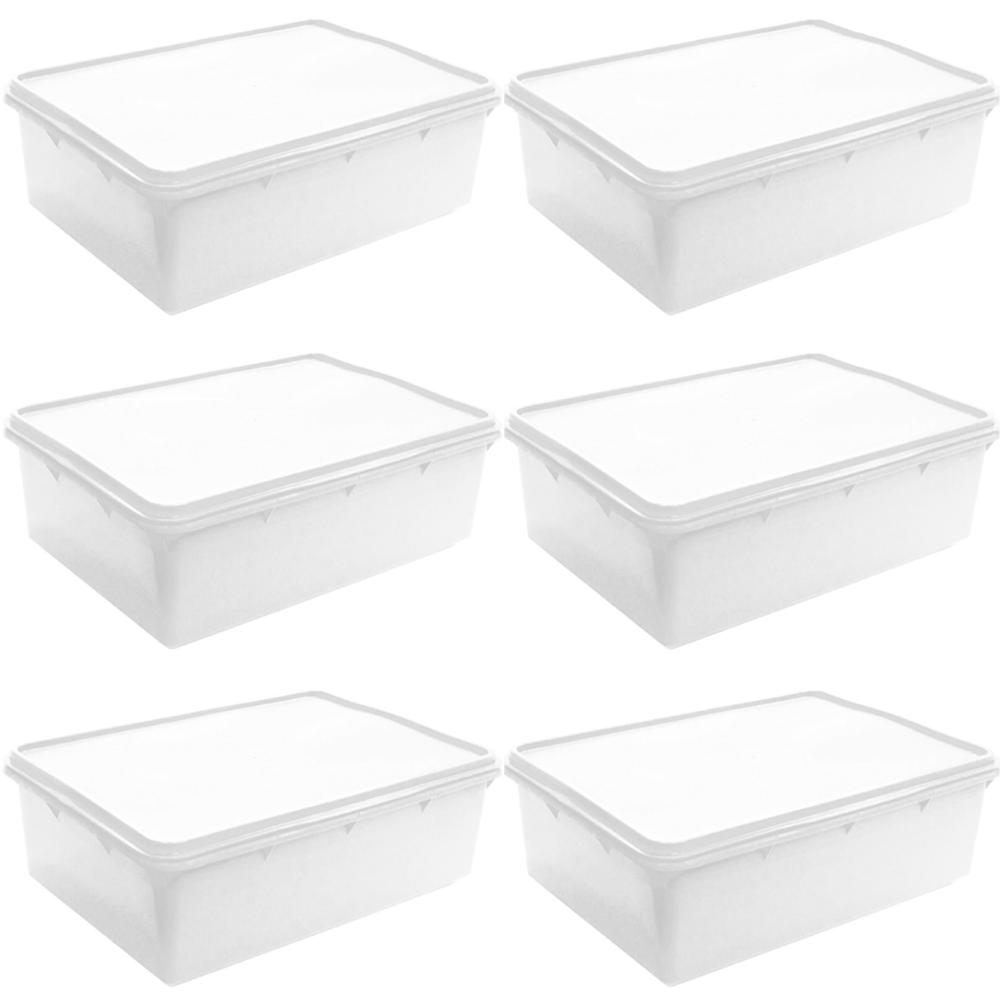Kit 6 Caixas Organizadoras 6,5L Herméticas Plasvale Cestos Empilháveis Alimentos