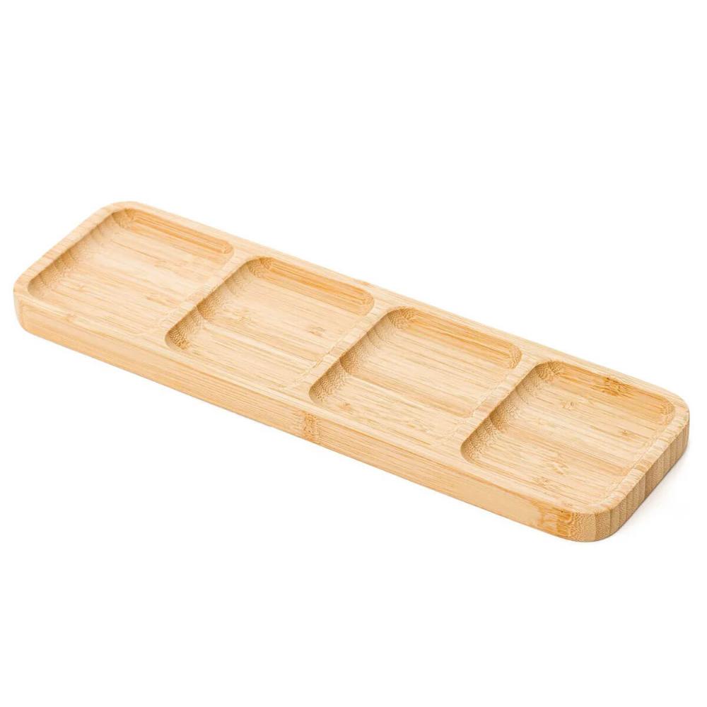 Petisqueira de Bambu 4 Divisórias Bandeja 33x10cm Plasvale S