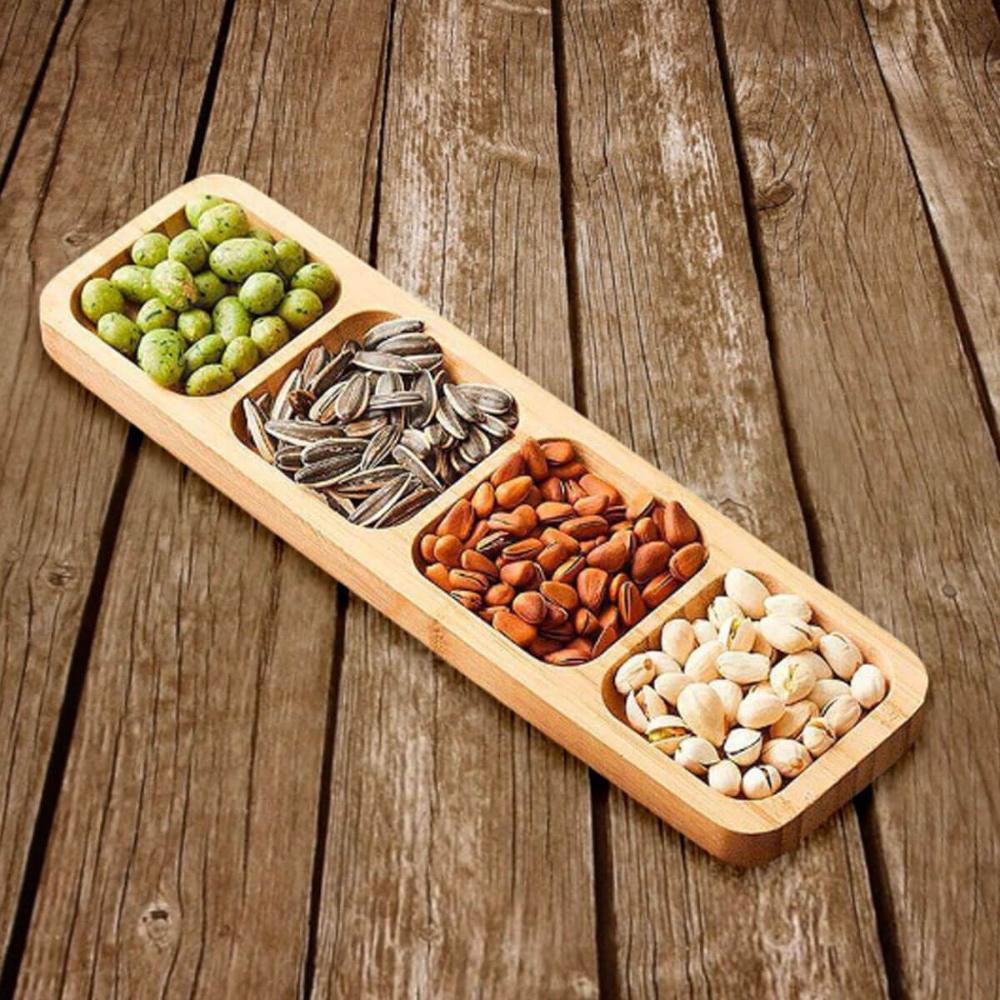 Petisqueira de Bambu 4 Divisórias Bandeja 33x10cm Plasvale S