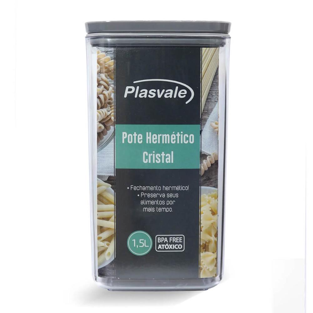 Pote Hermético Cristal Plasvale Porta Mantimentos 1,5L Condimentos Transparente