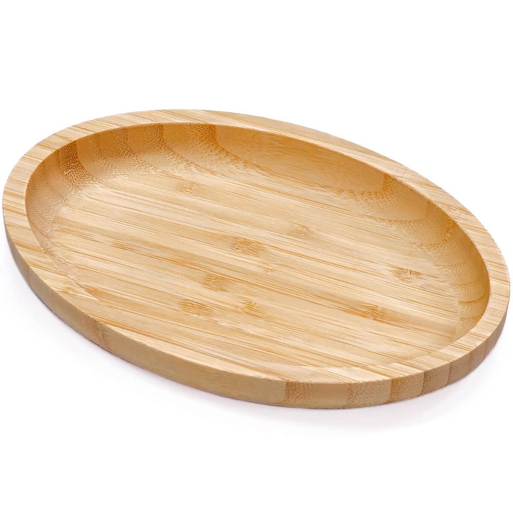 Travessa de Bambu 23x15cm Plasvale Petisqueira Bandeja Oval