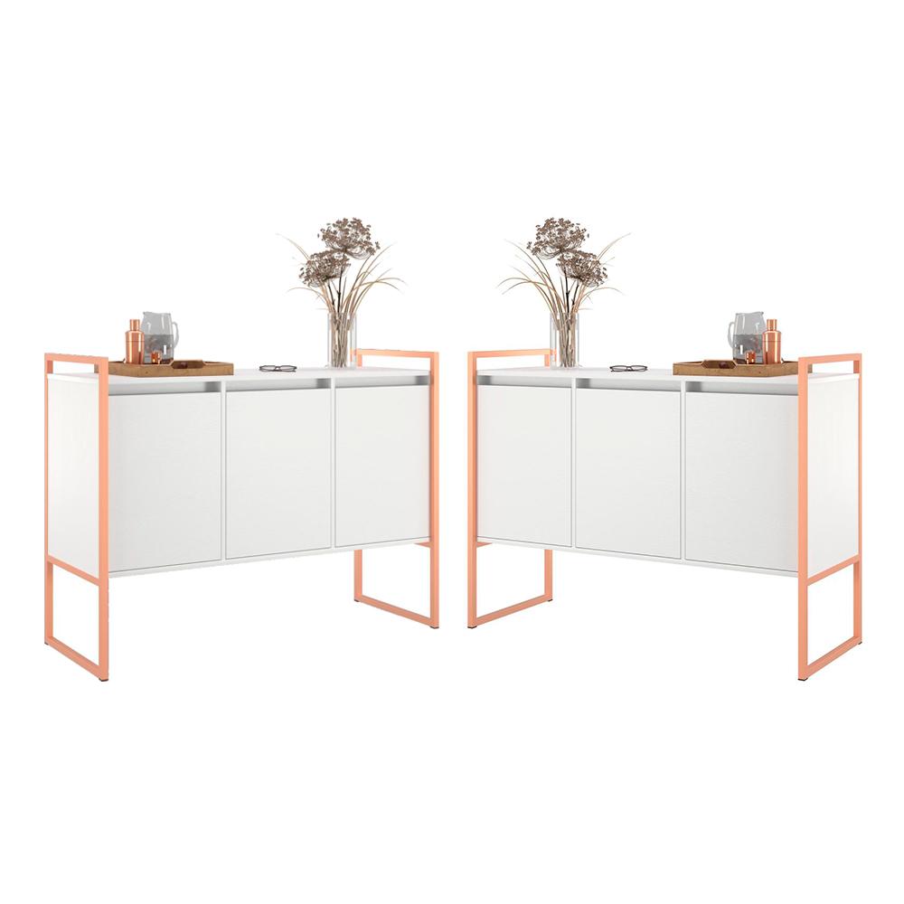 Aparador Buffet Estilo Industrial com Pés em Aço 2 Unidades